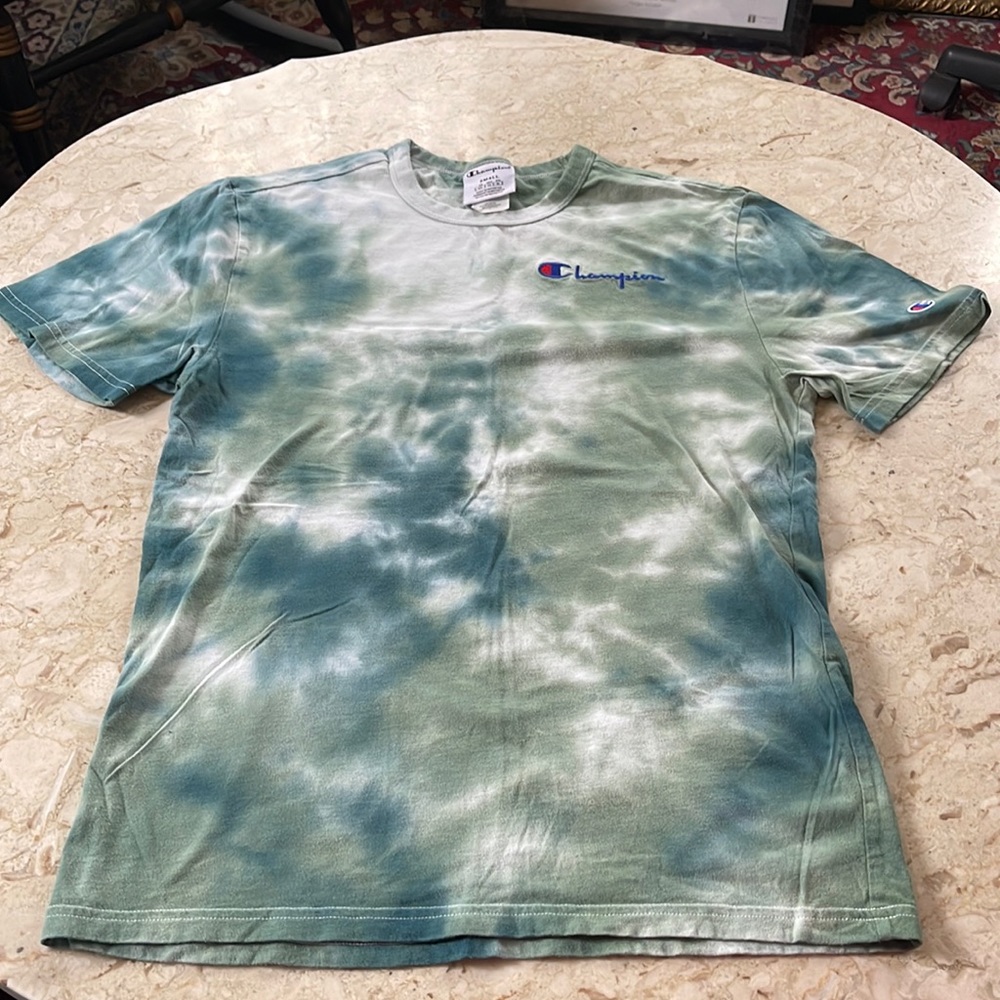 Champion Tee Tie Dye Green Blue Size S